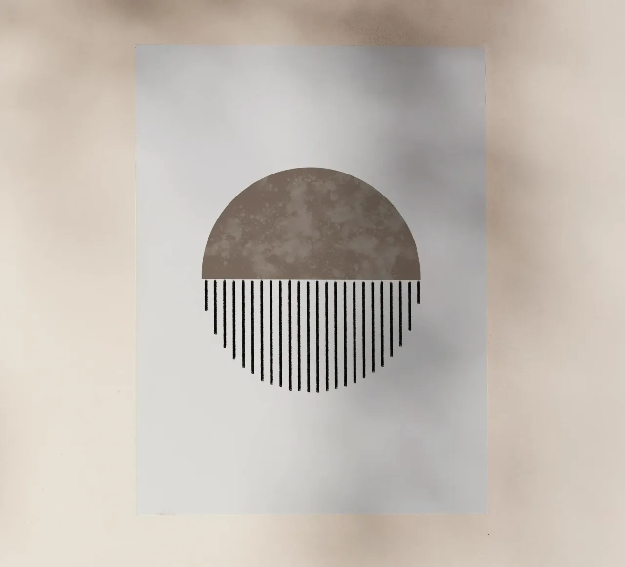 Minimalist geometric artwork with lines and circles in brown pellicola backlit da Imaginative