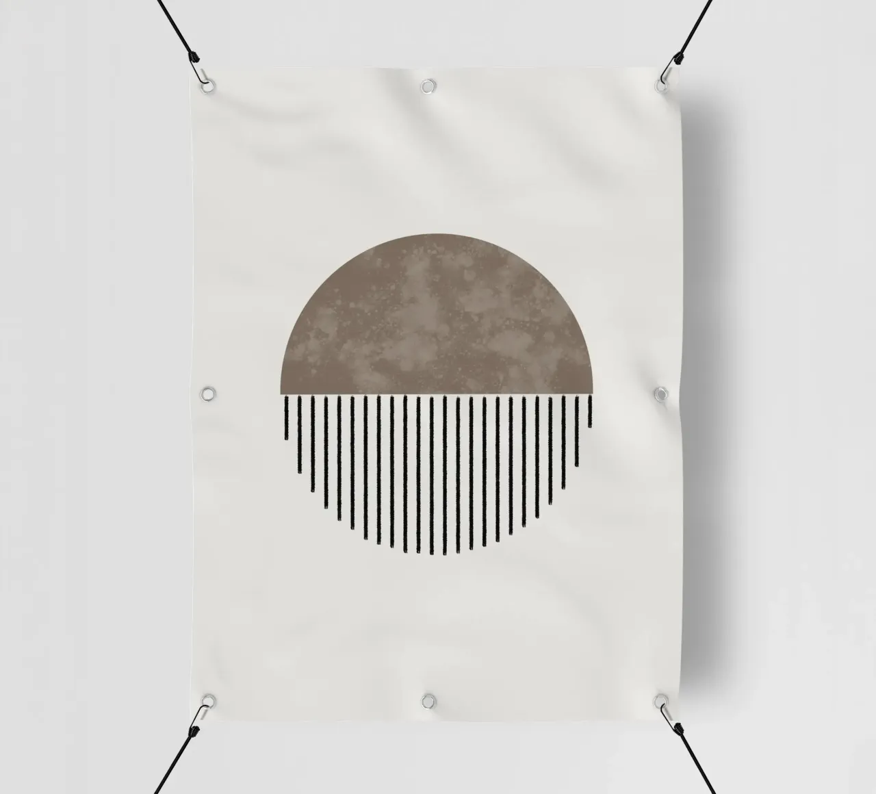 Minimalist geometric artwork with lines and circles in brown telo in pvc da Imaginative