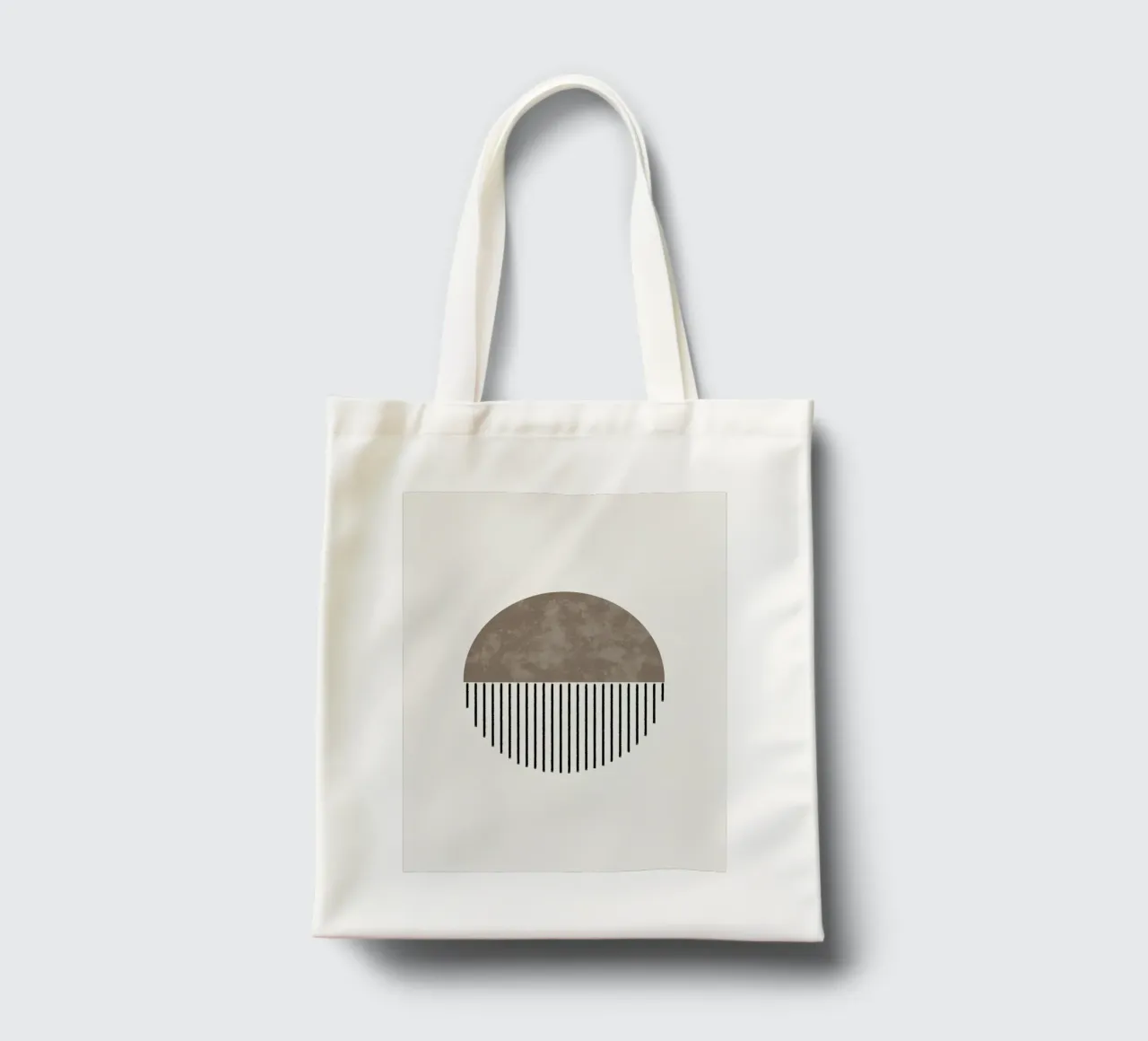 Minimalist geometric artwork with lines and circles in brown borsa in juta da Imaginative