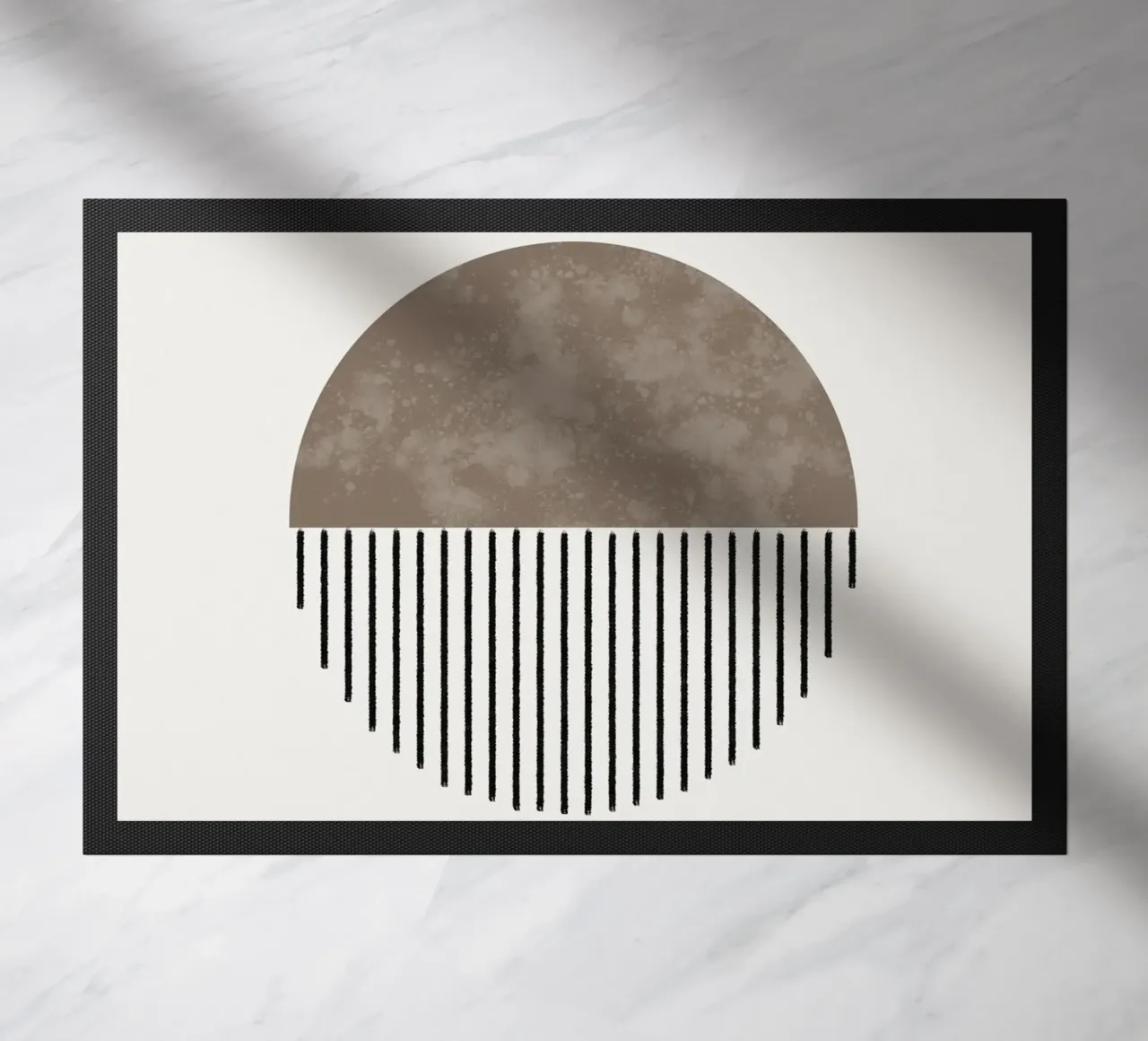 Minimalist geometric artwork with lines and circles in brown felpudo de Imaginative