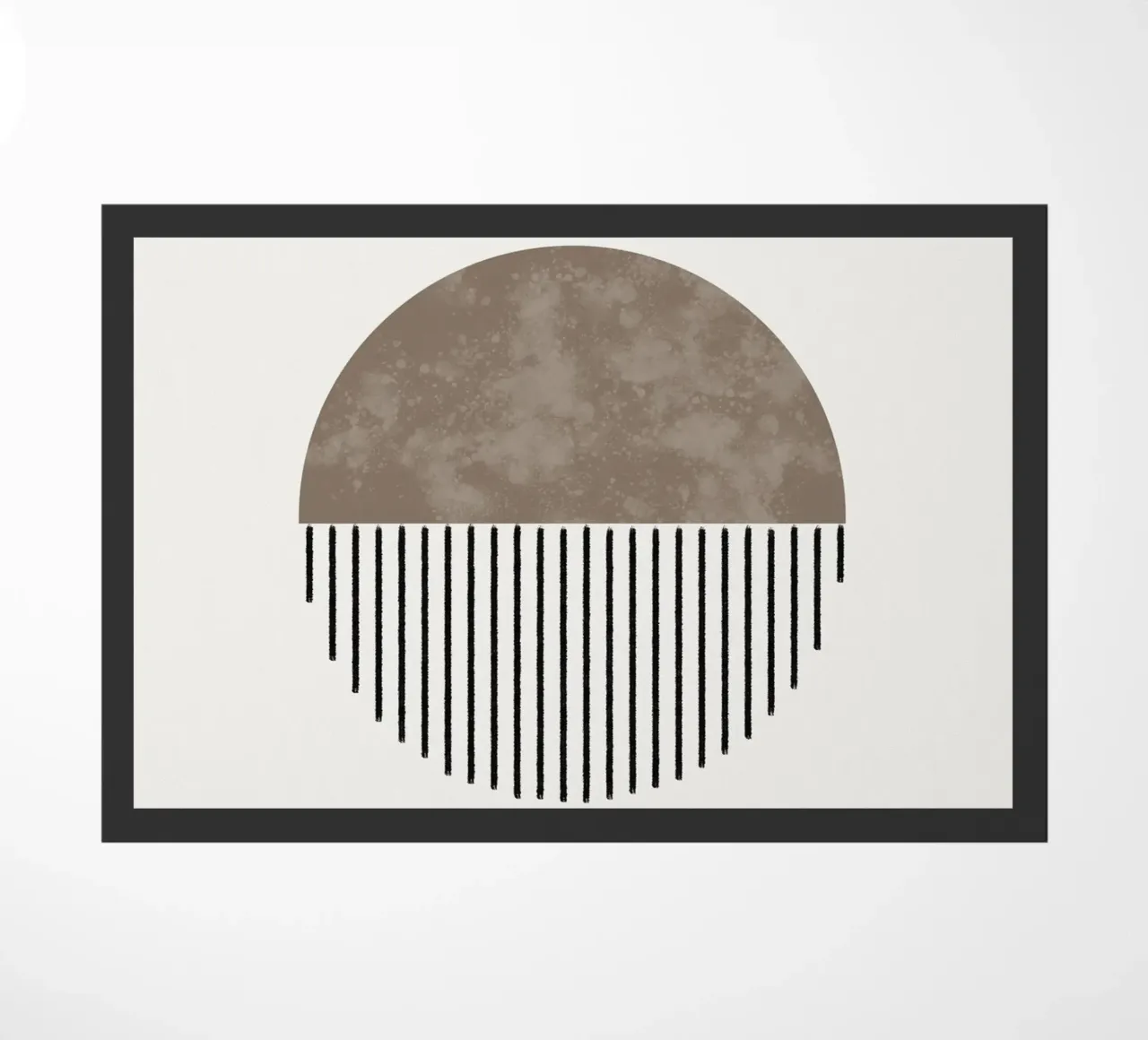 Minimalist geometric artwork with lines and circles in brown felpudo de Imaginative
