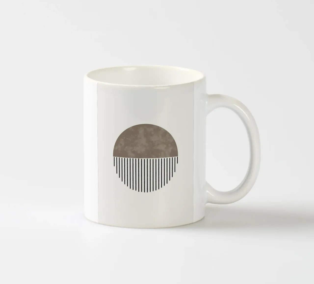 Minimalist geometric artwork with lines and circles in brown keramische mok van Imaginative
