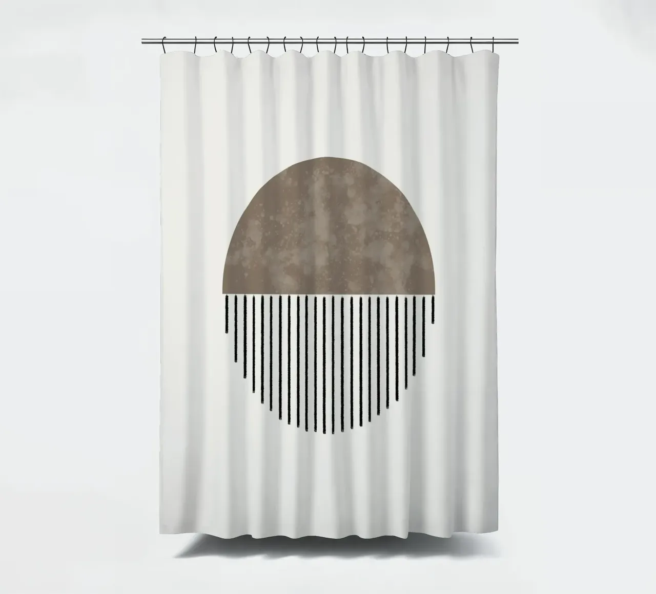 Minimalist geometric artwork with lines and circles in brown tenda da doccia da Imaginative
