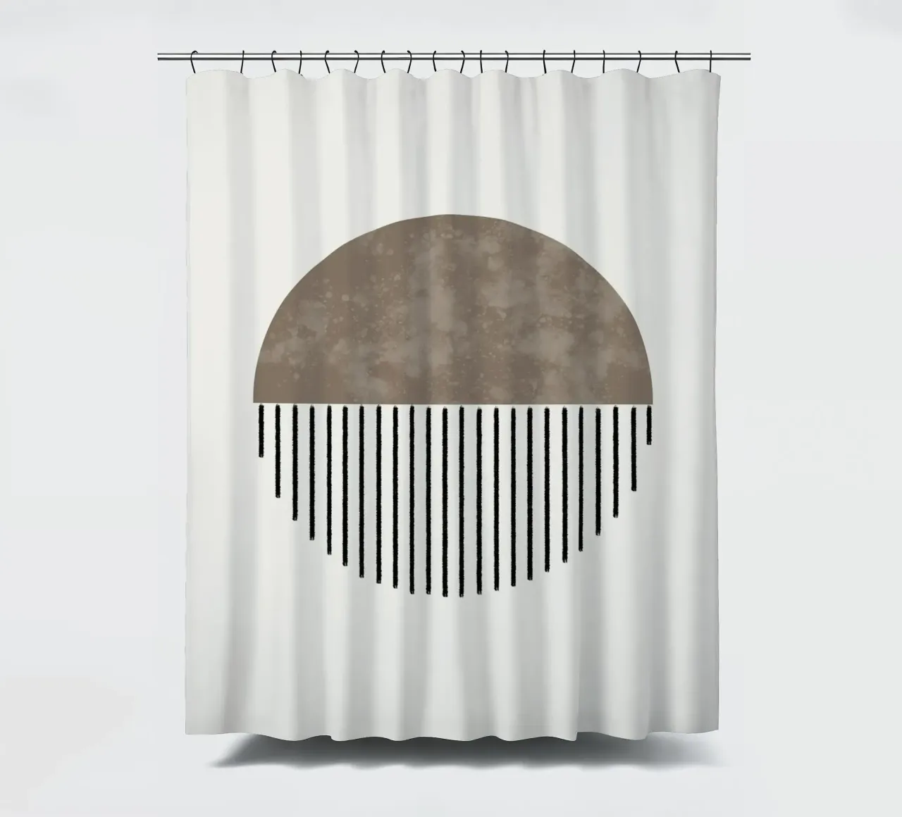 Minimalist geometric artwork with lines and circles in brown tenda da doccia da Imaginative