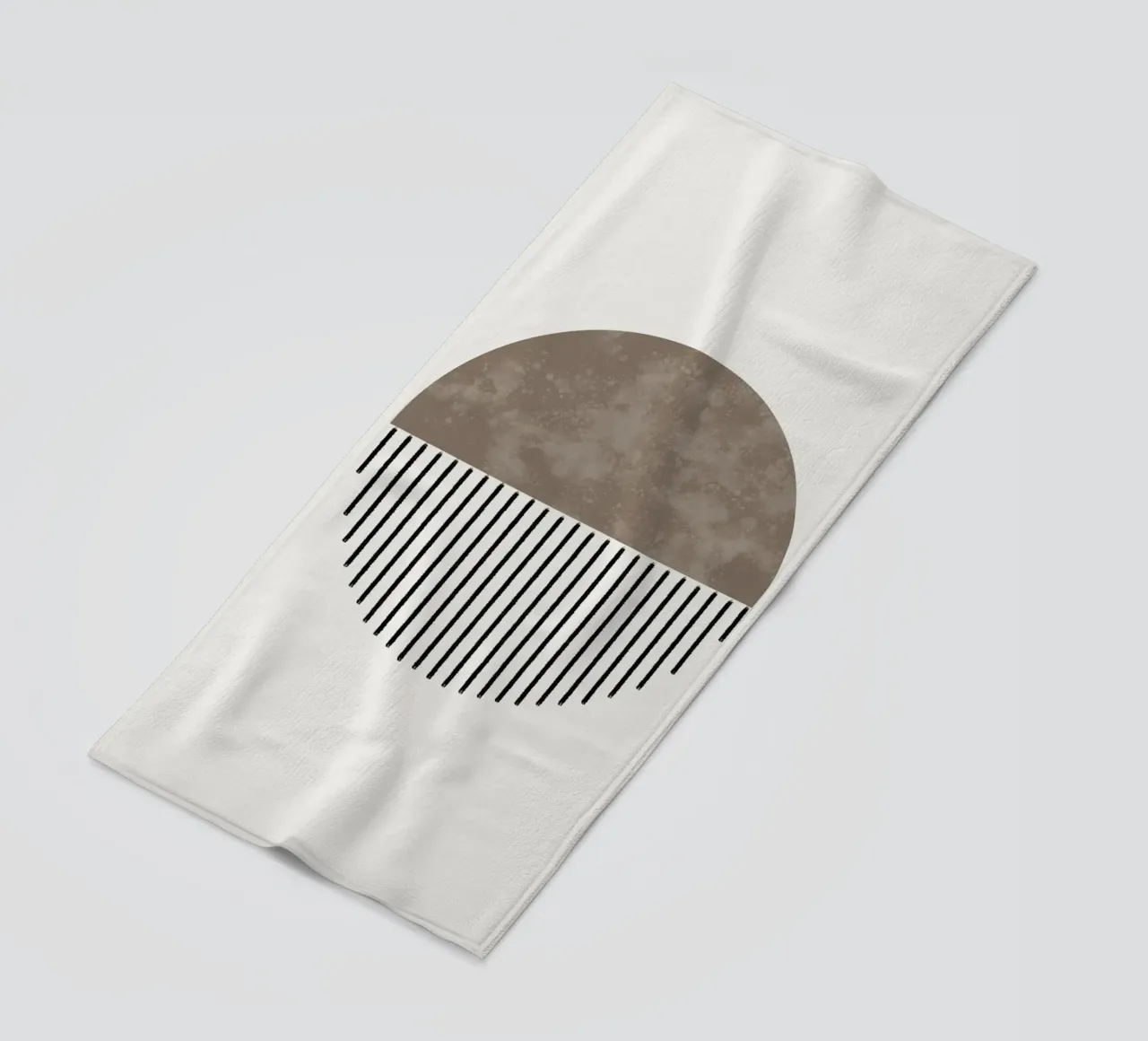 Minimalist geometric artwork with lines and circles in brown telo mare da Imaginative