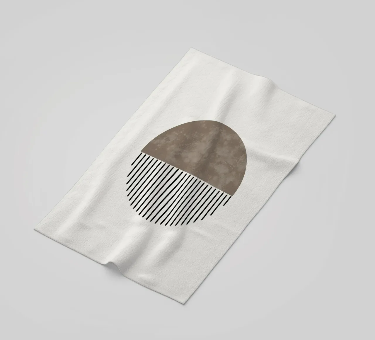Minimalist geometric artwork with lines and circles in brown telo mare da Imaginative
