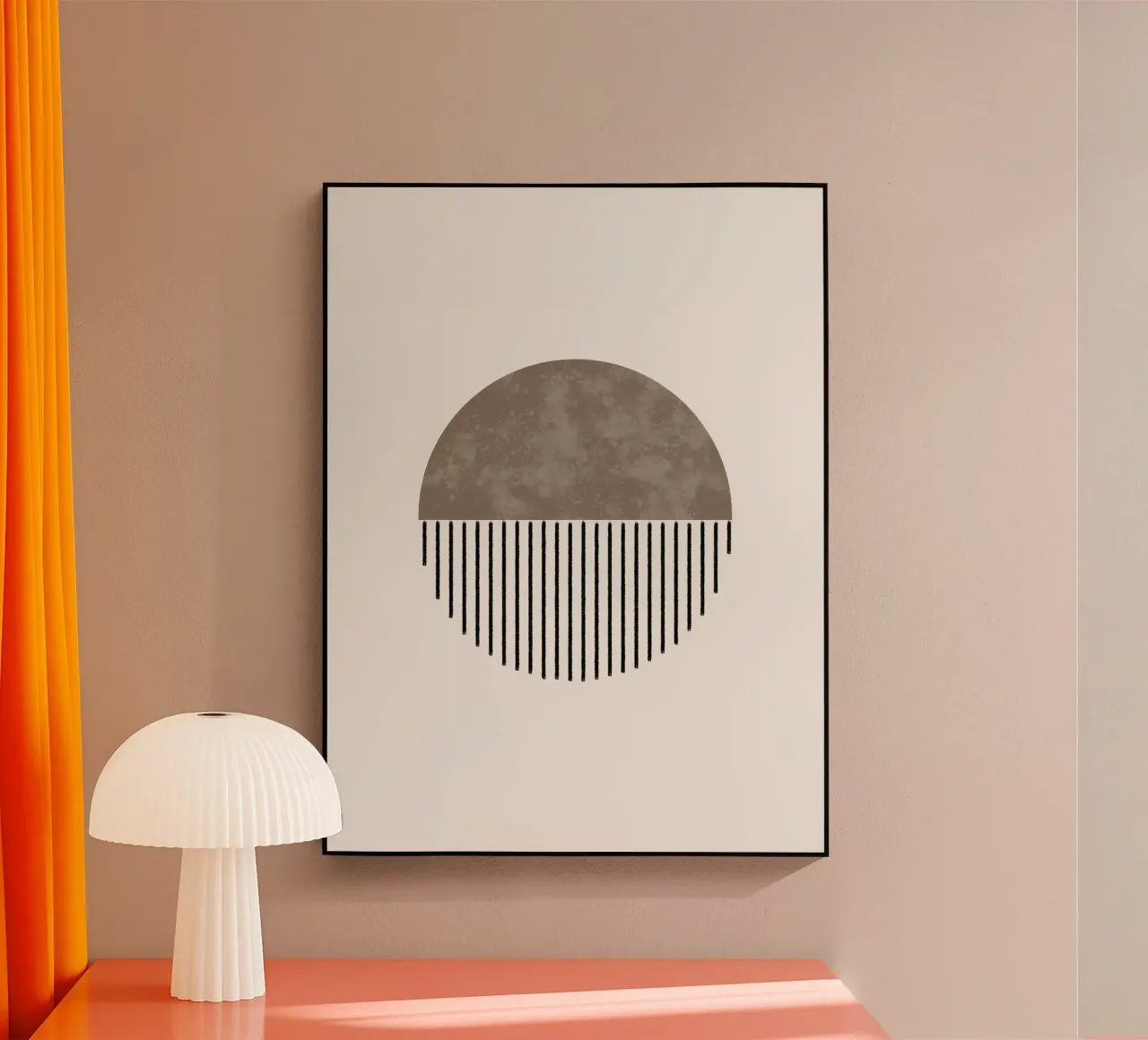 Minimalist geometric artwork with lines and circles in brown metacrilato de Imaginative
