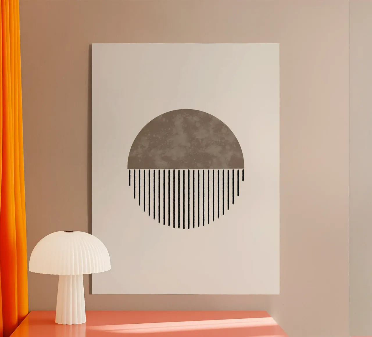 Minimalist geometric artwork with lines and circles in brown metacrilato de Imaginative