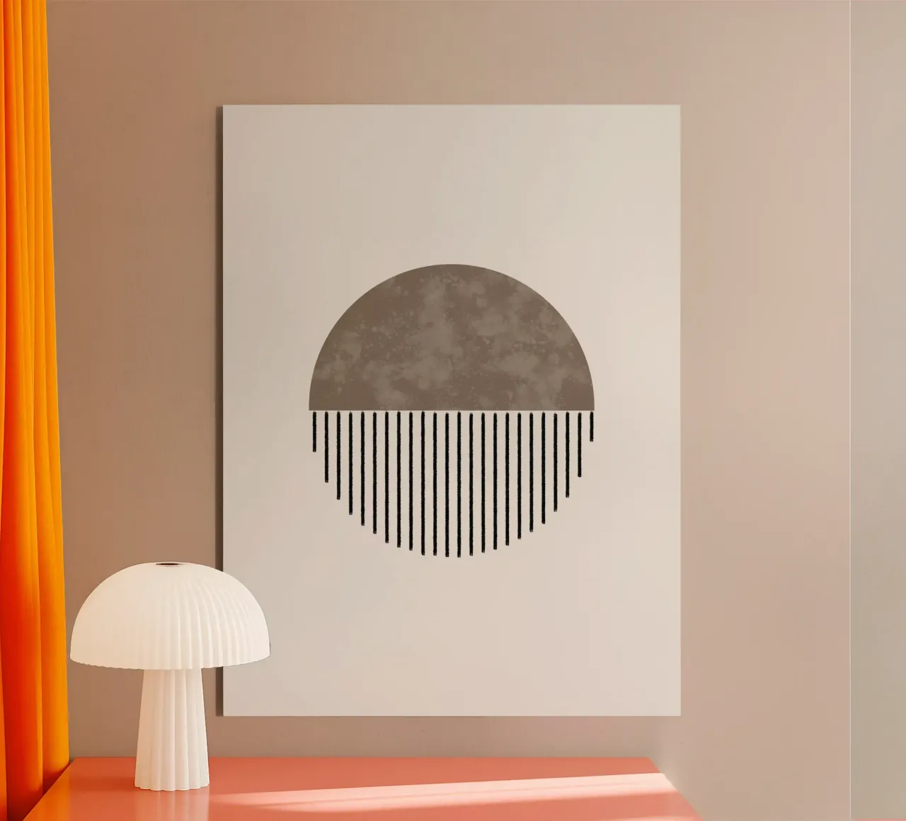 Minimalist geometric artwork with lines and circles in brown aluminio dibond de Imaginative
