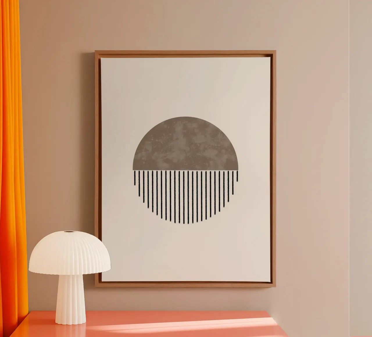 Minimalist geometric artwork with lines and circles in brown tela da Imaginative