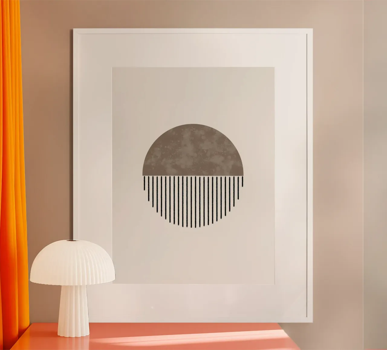 Minimalist geometric artwork with lines and circles in brown carta hahnemühle da Imaginative