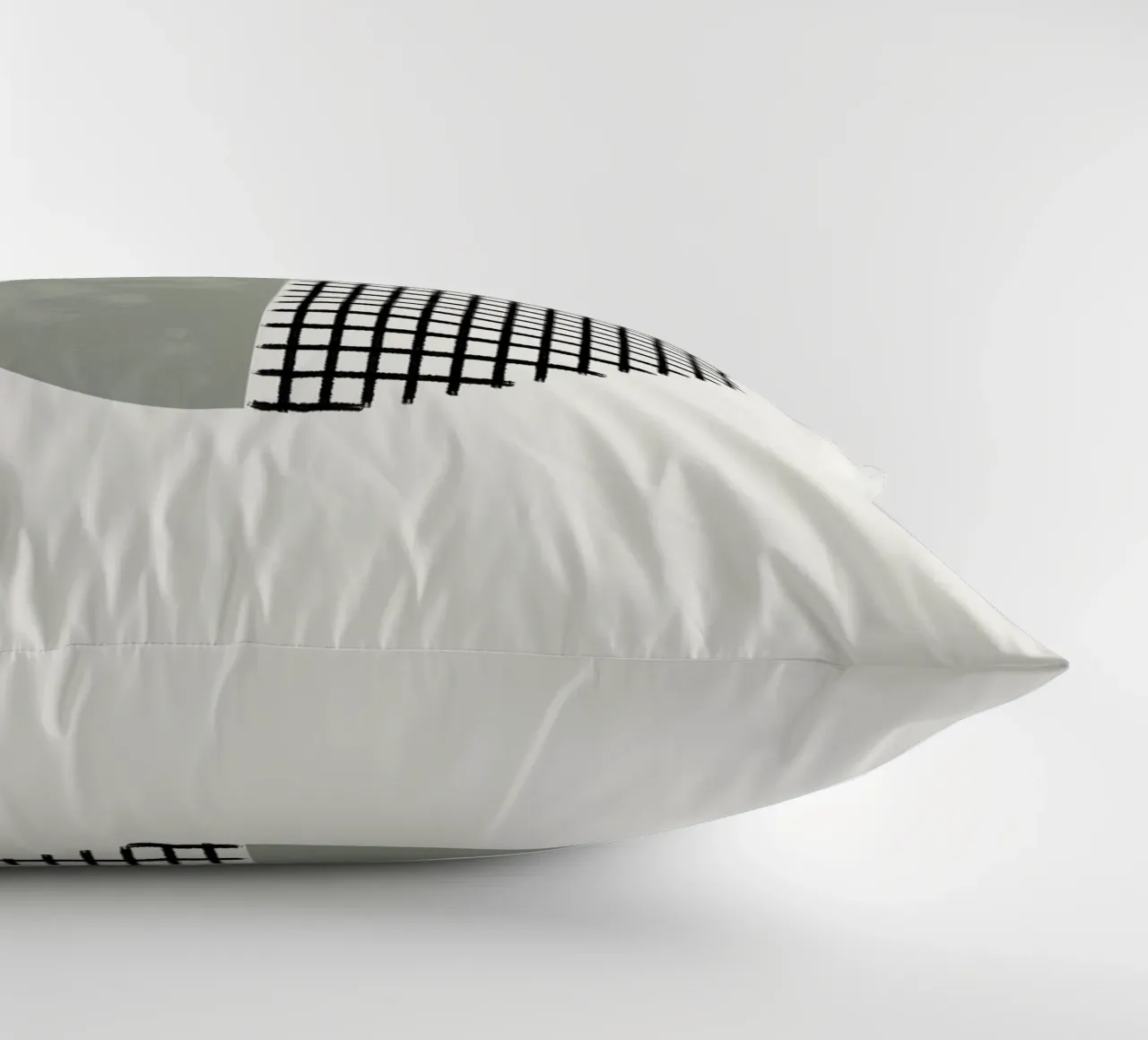 Minimalist geometric artwork lines and circles in sage green cuscino da Imaginative