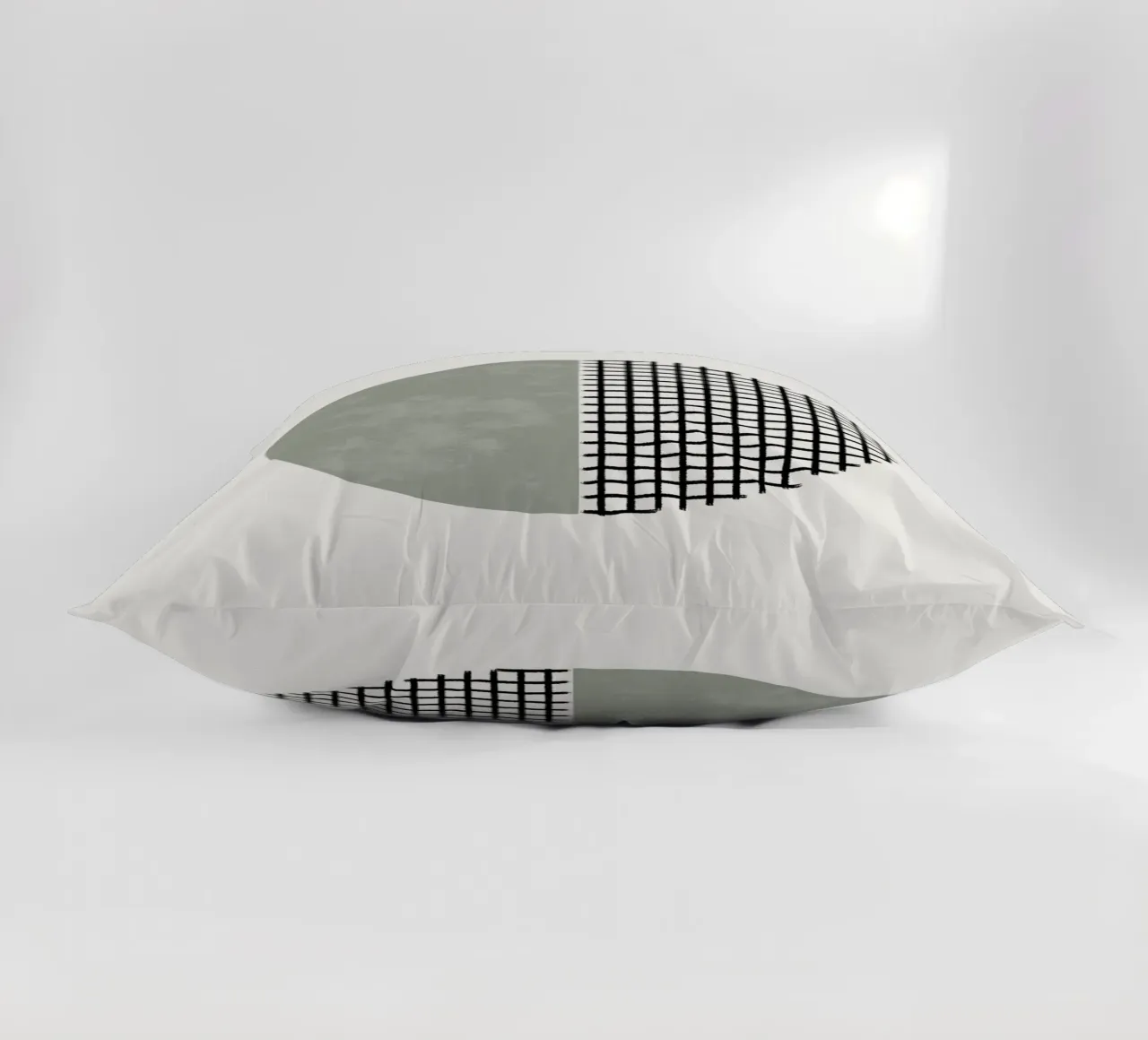 Minimalist geometric artwork lines and circles in sage green cuscino da Imaginative