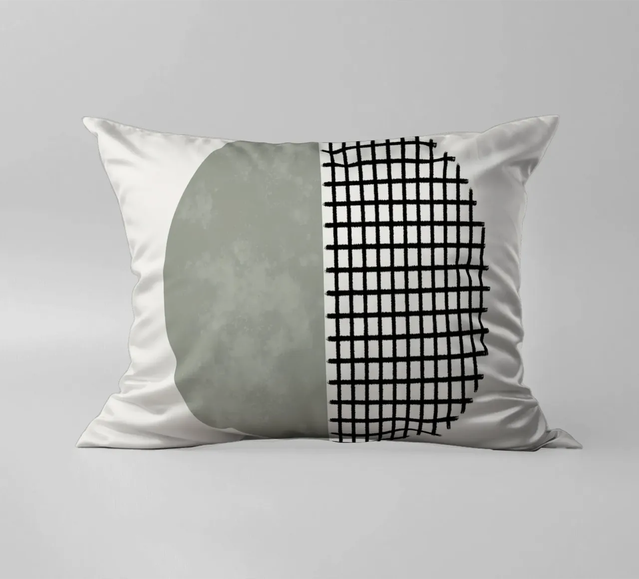 Minimalist geometric artwork lines and circles in sage green cuscino da Imaginative