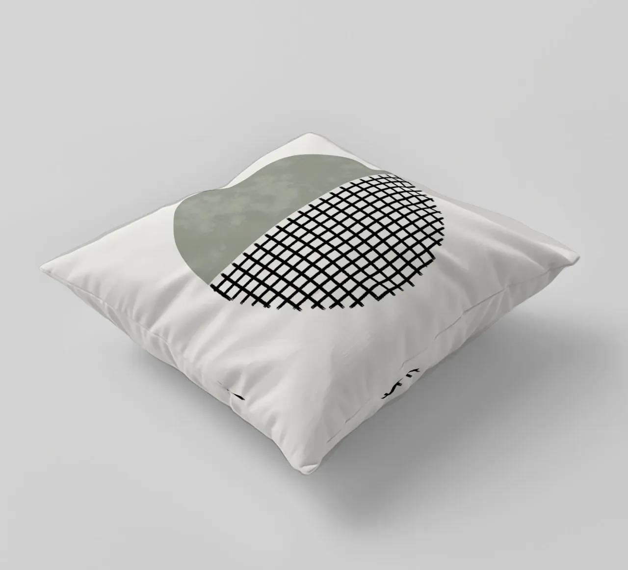 Minimalist geometric artwork lines and circles in sage green cuscino da Imaginative