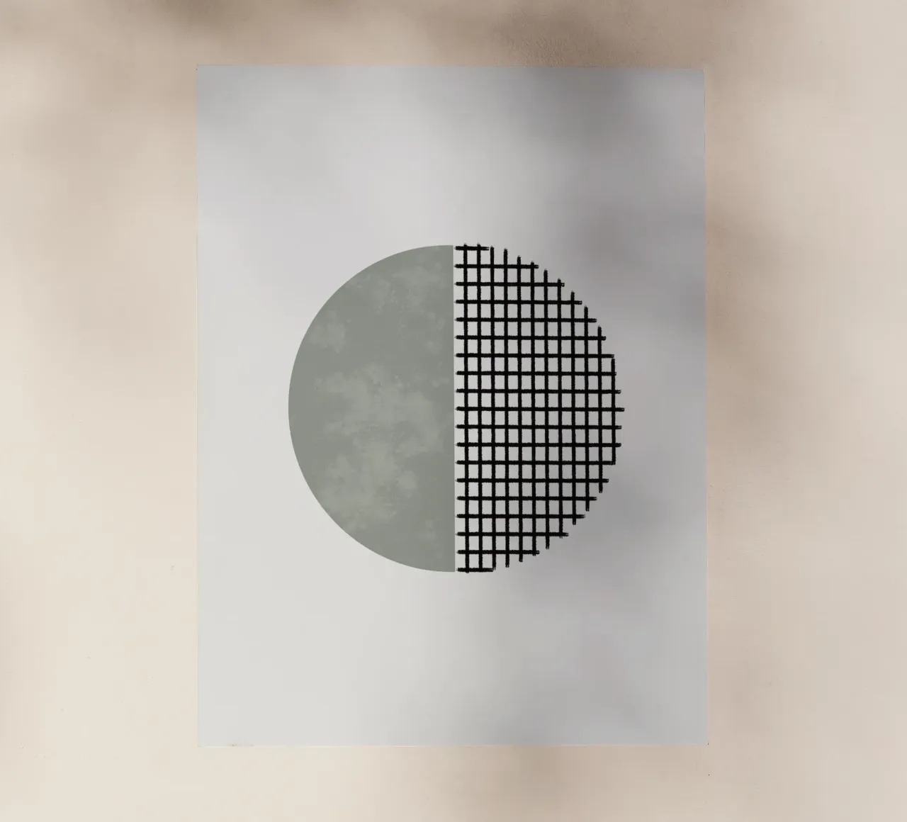 Minimalist geometric artwork lines and circles in sage green pellicola backlit da Imaginative