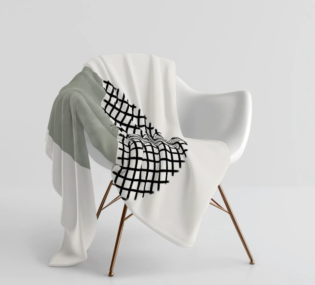 Minimalist geometric artwork lines and circles in sage green coperta in pile da Imaginative