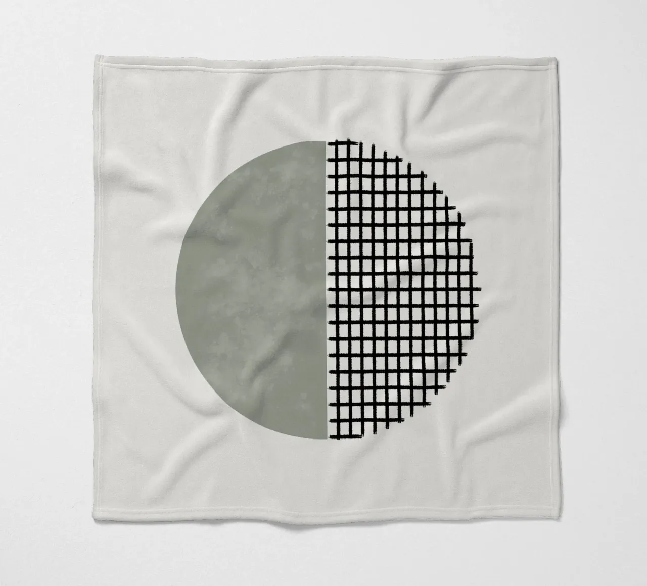 Minimalist geometric artwork lines and circles in sage green Fleecedecke von Imaginative