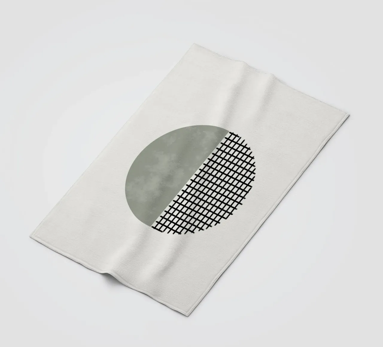 Minimalist geometric artwork lines and circles in sage green Fleecedecke von Imaginative