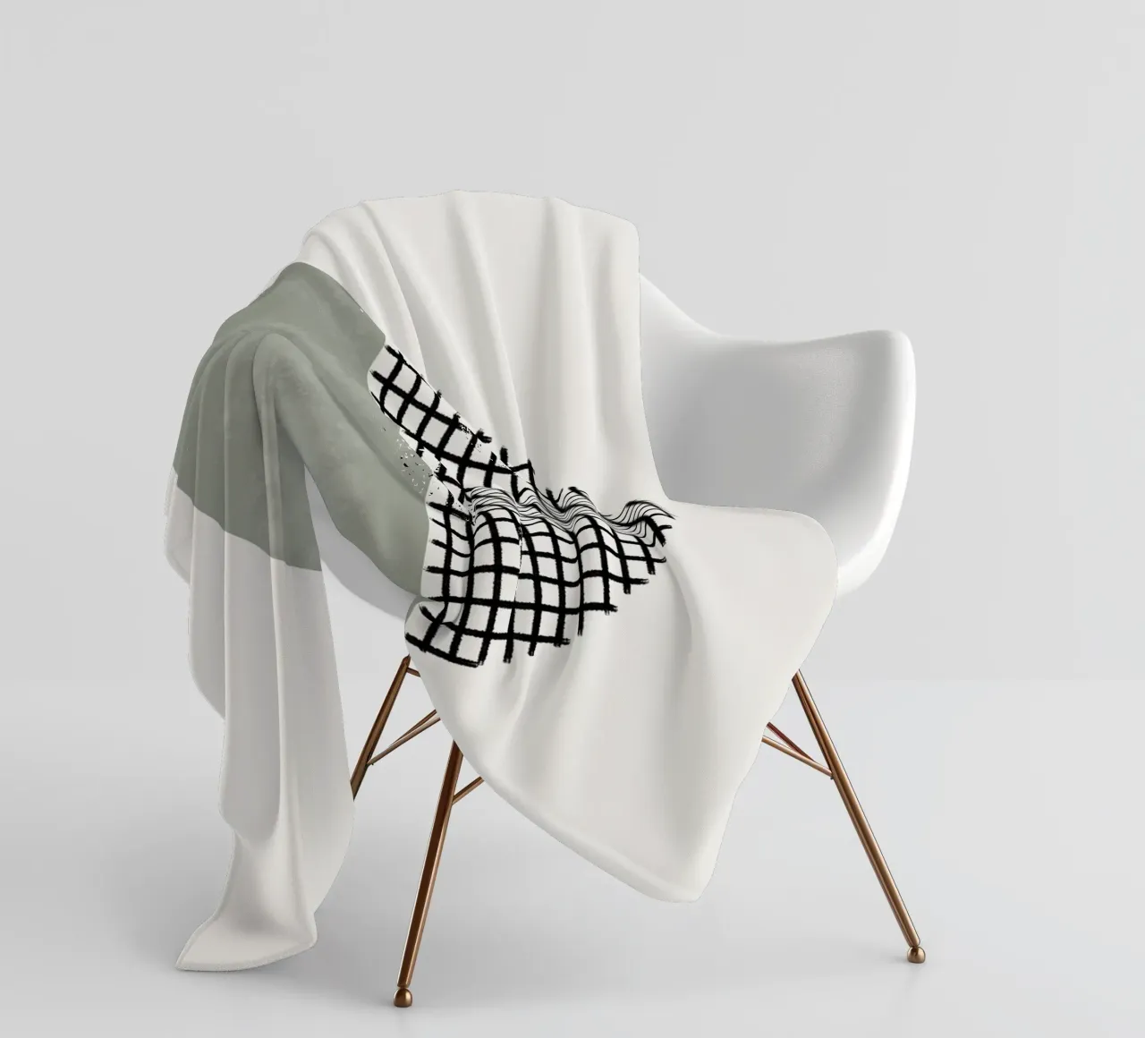Minimalist geometric artwork lines and circles in sage green Fleecedecke von Imaginative