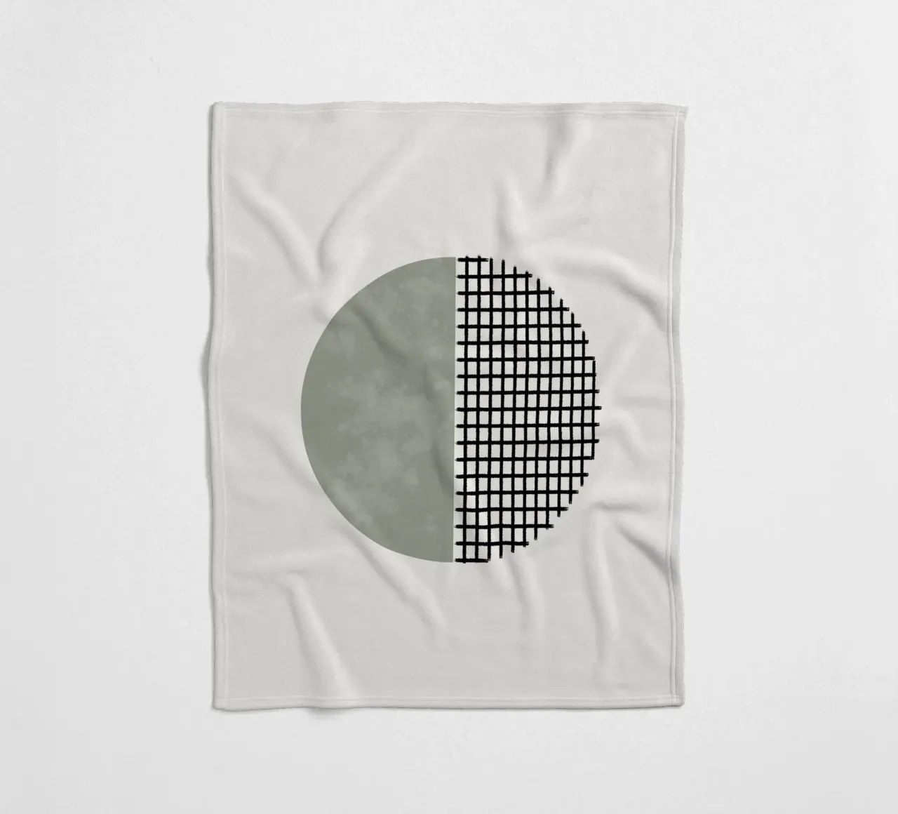 Minimalist geometric artwork lines and circles in sage green Fleecedecke von Imaginative