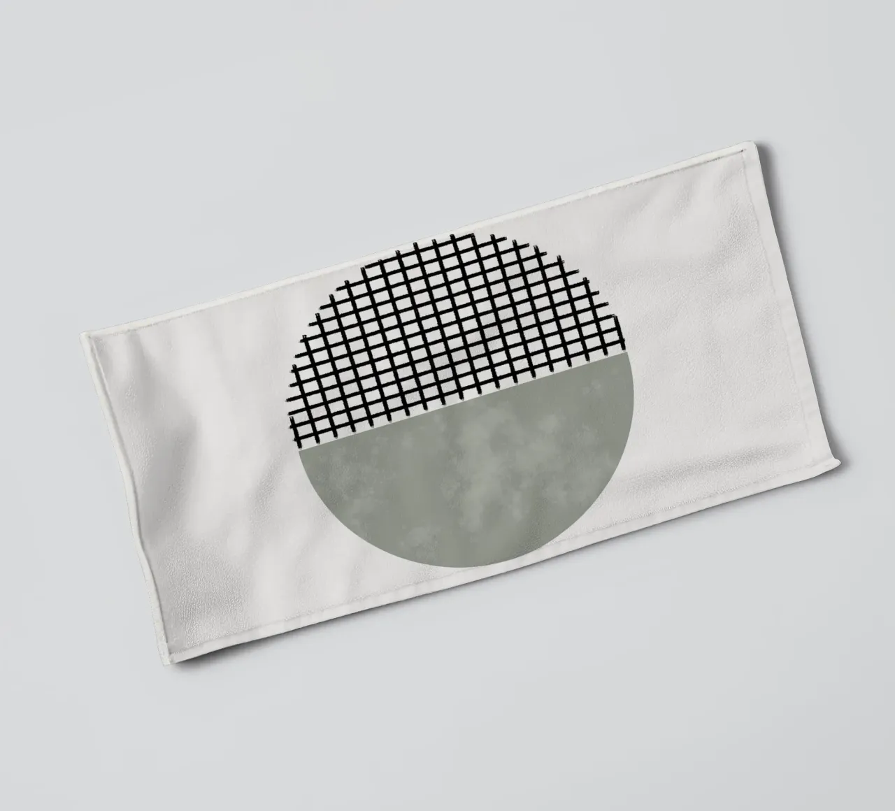 Minimalist geometric artwork lines and circles in sage green Handtuch von Imaginative