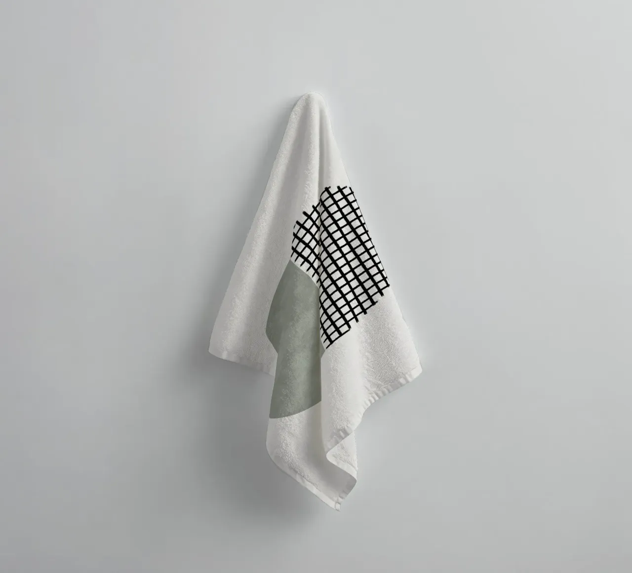 Minimalist geometric artwork lines and circles in sage green Handtuch von Imaginative