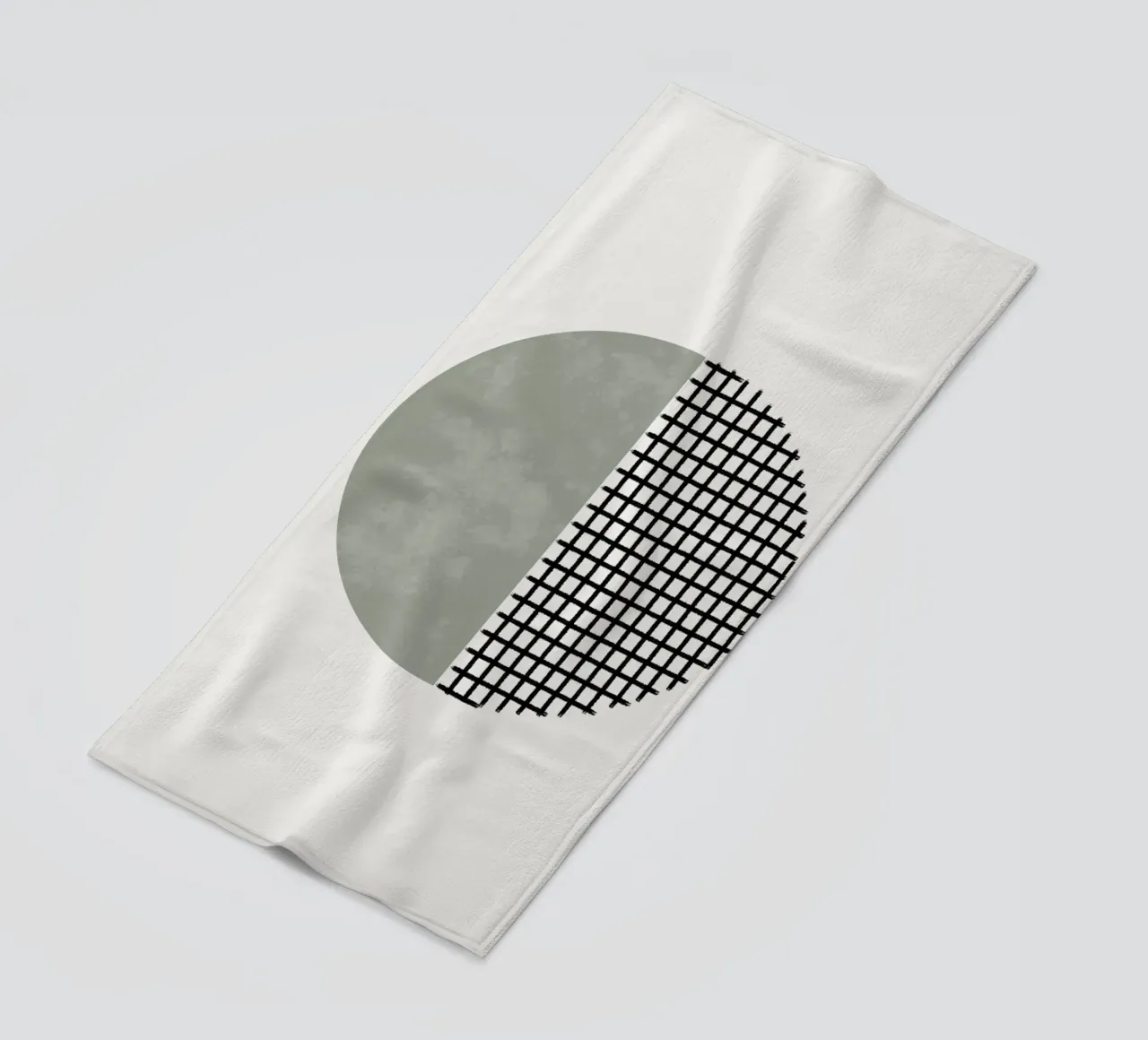Minimalist geometric artwork lines and circles in sage green telo mare da Imaginative
