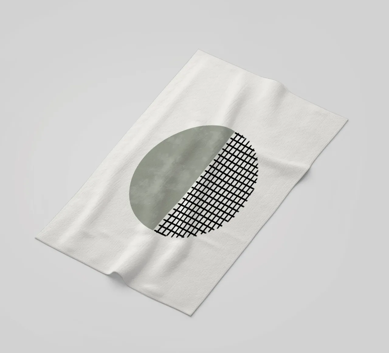 Minimalist geometric artwork lines and circles in sage green telo mare da Imaginative