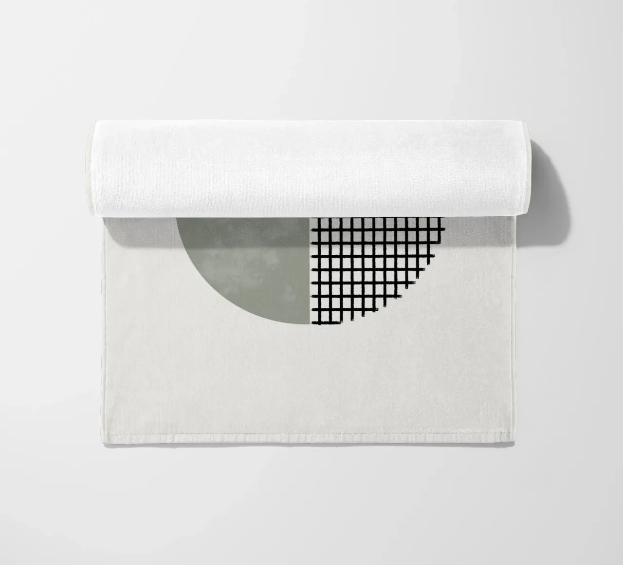 Minimalist geometric artwork lines and circles in sage green telo mare da Imaginative