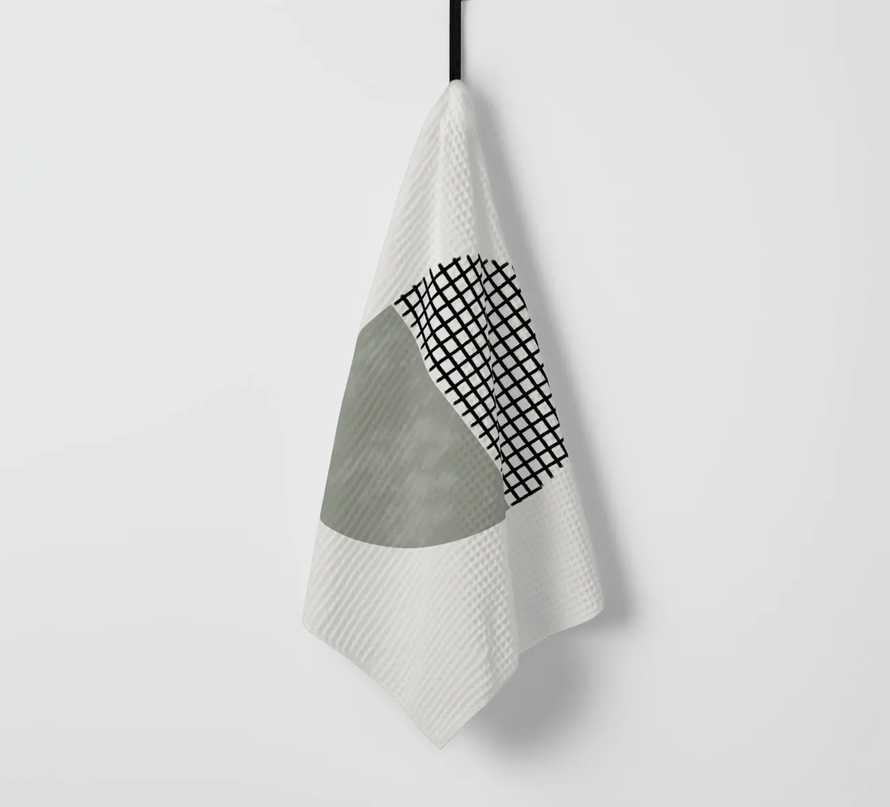 Minimalist geometric artwork lines and circles in sage green Geschirrtuch von Imaginative