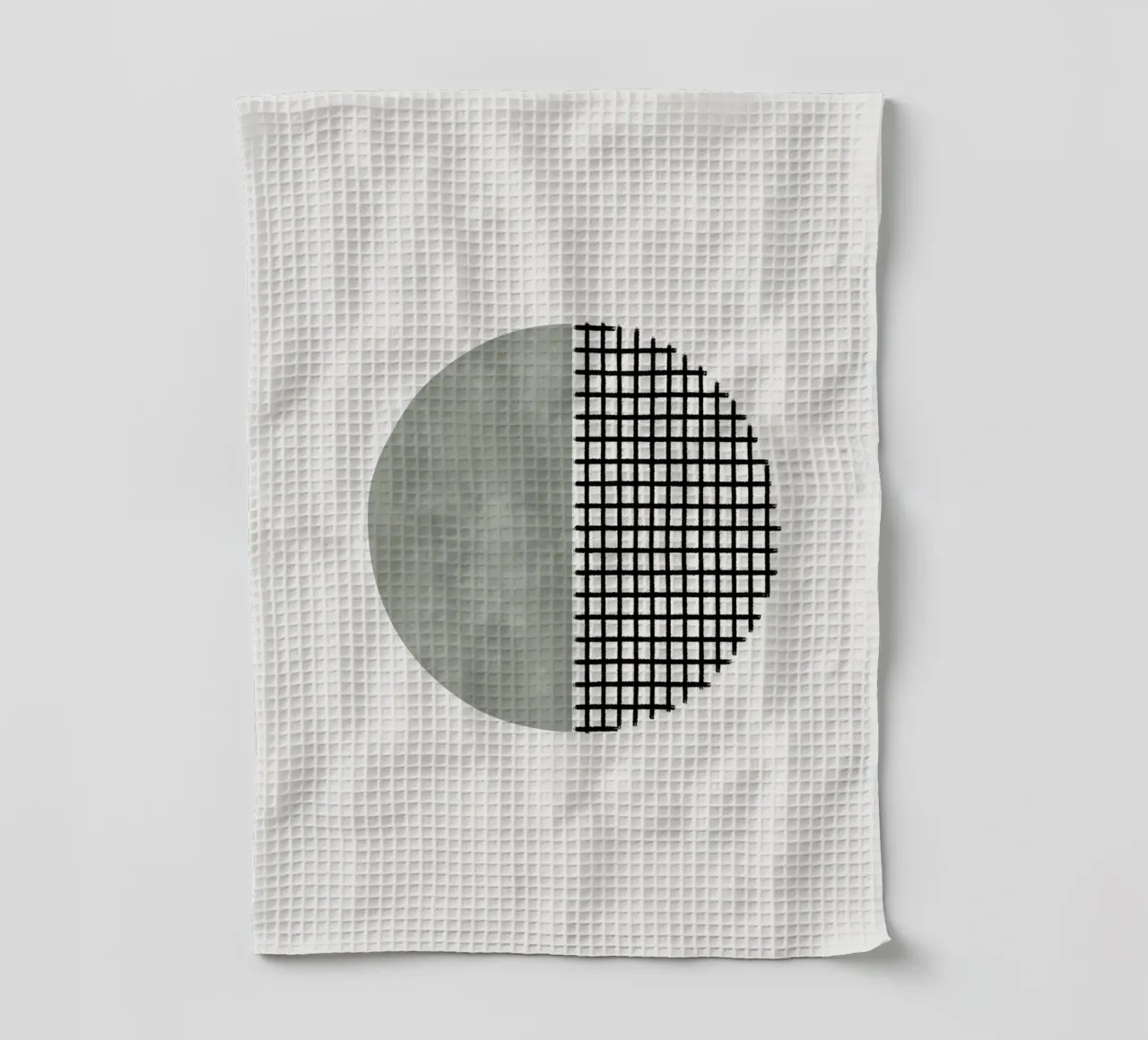 Minimalist geometric artwork lines and circles in sage green canovaccio da cucina da Imaginative