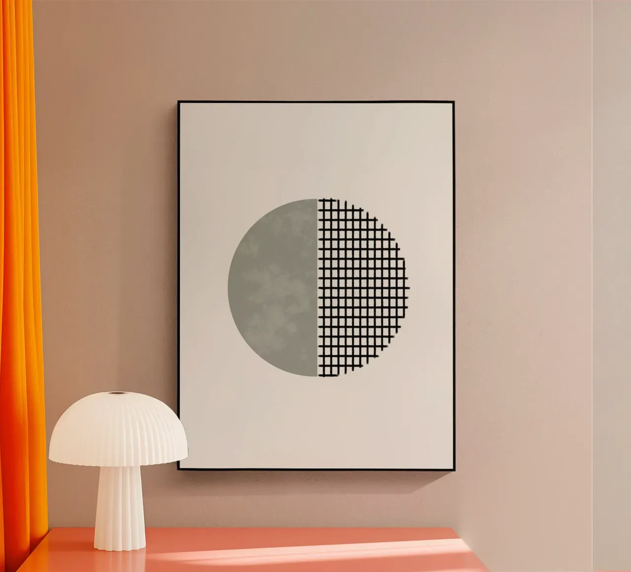 Minimalist geometric artwork lines and circles in sage green plexiglass da Imaginative