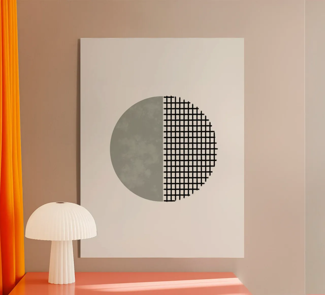 Minimalist geometric artwork lines and circles in sage green plexiglass da Imaginative