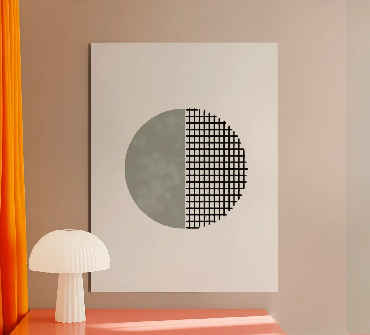 Minimalist geometric artwork lines and circles in sage green Alu-Dibond von Imaginative
