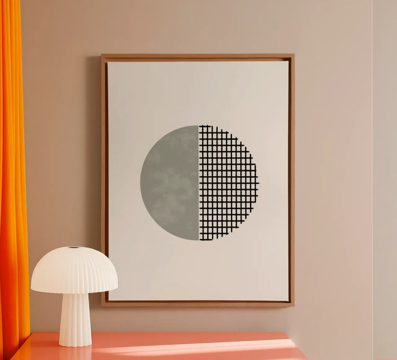 Minimalist geometric artwork lines and circles in sage green tela da Imaginative