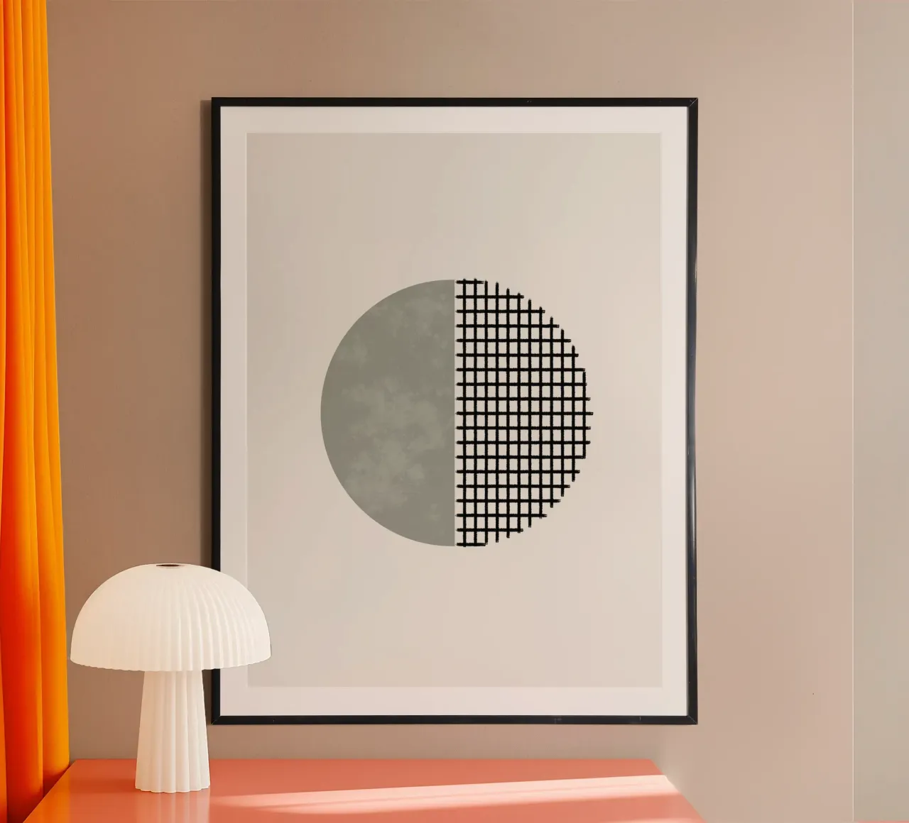 Minimalist geometric artwork lines and circles in sage green Hahnemühle von Imaginative