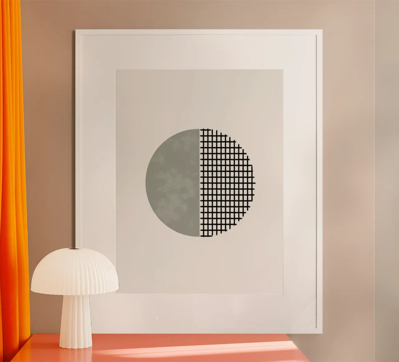 Minimalist geometric artwork lines and circles in sage green Hahnemühle von Imaginative