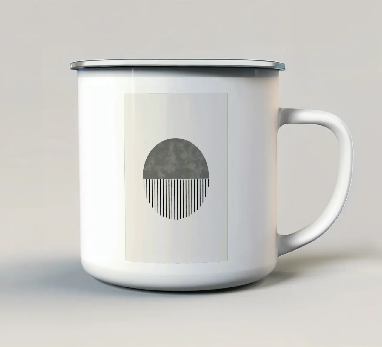 Minimalist geometric artwork in sage green emaille mok van Imaginative