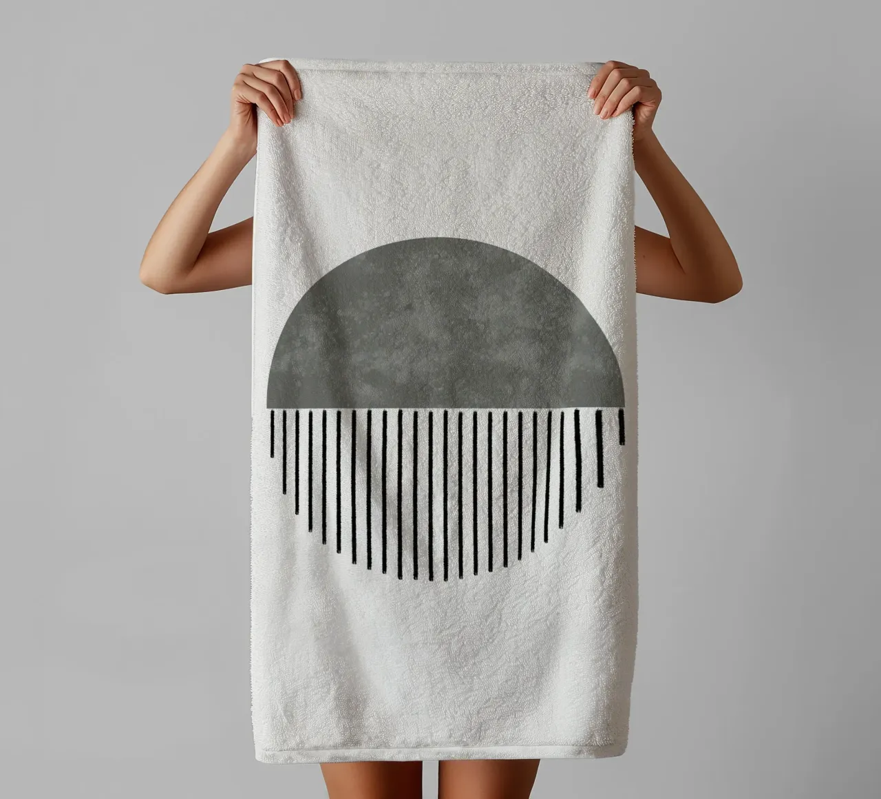 Minimalist geometric artwork in sage green asciugamano da bagno da Imaginative