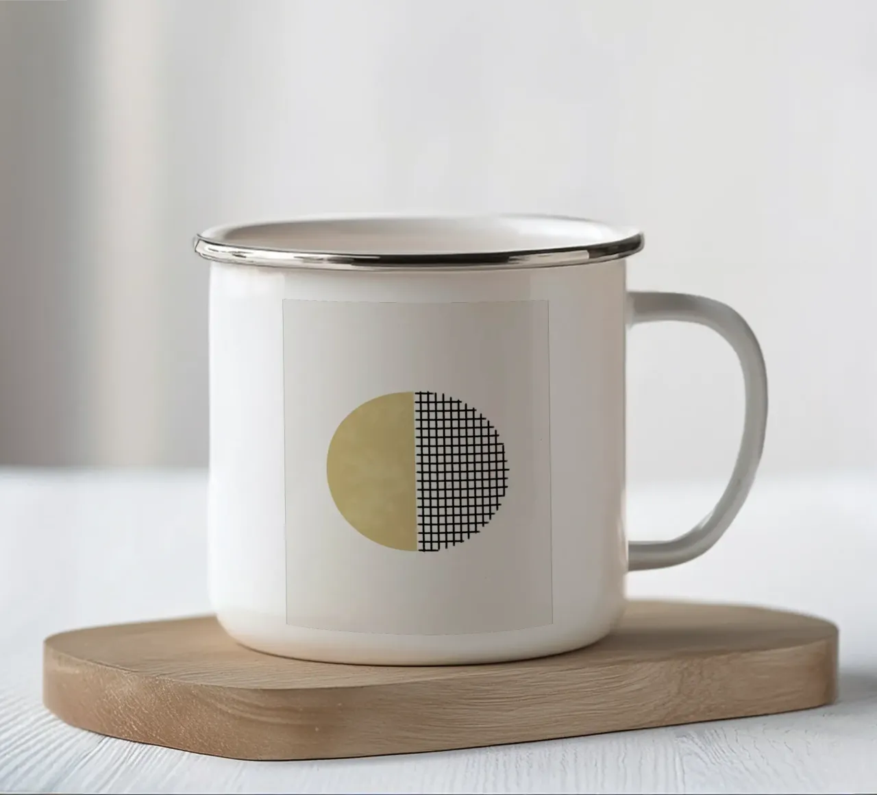Minimalist geometric artwork in ochre yellow tazza in smalto da Imaginative
