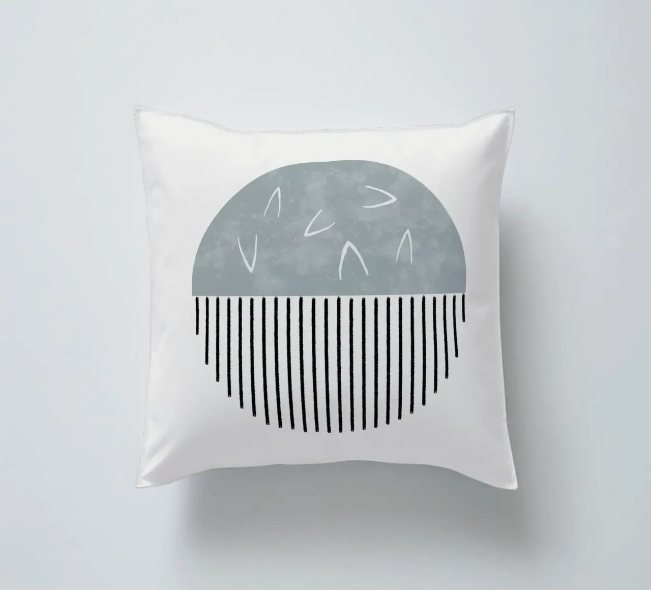 Minimalist artwork with a round shape and black lines kussen van Imaginative
