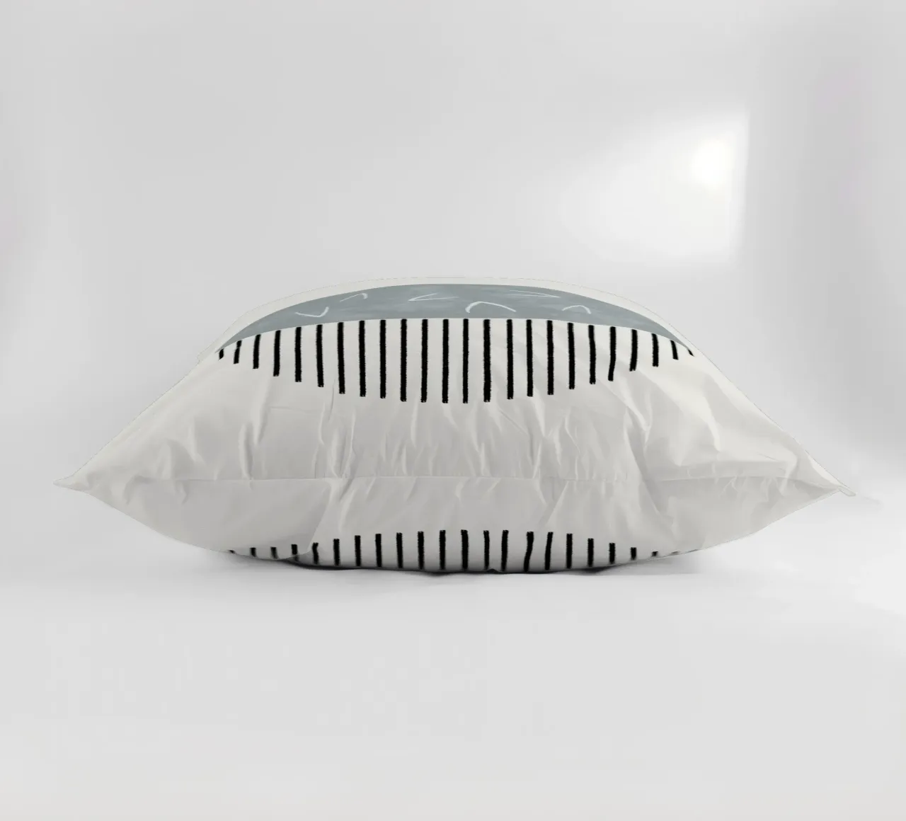 Minimalist artwork with a round shape and black lines kussen van Imaginative