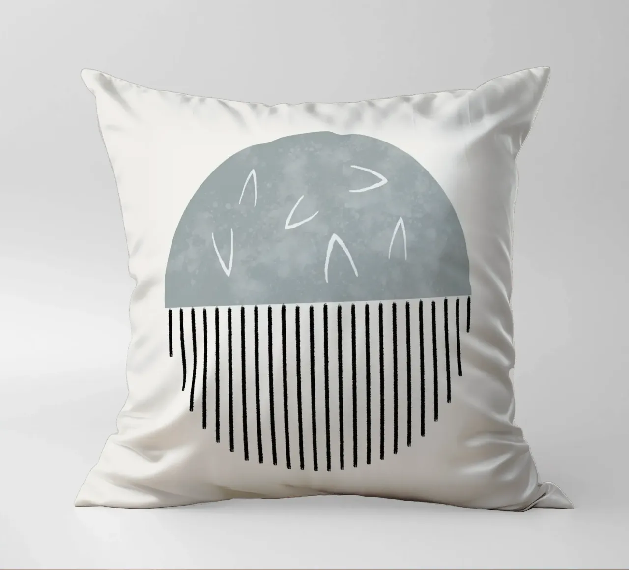 Minimalist artwork with a round shape and black lines kussen van Imaginative