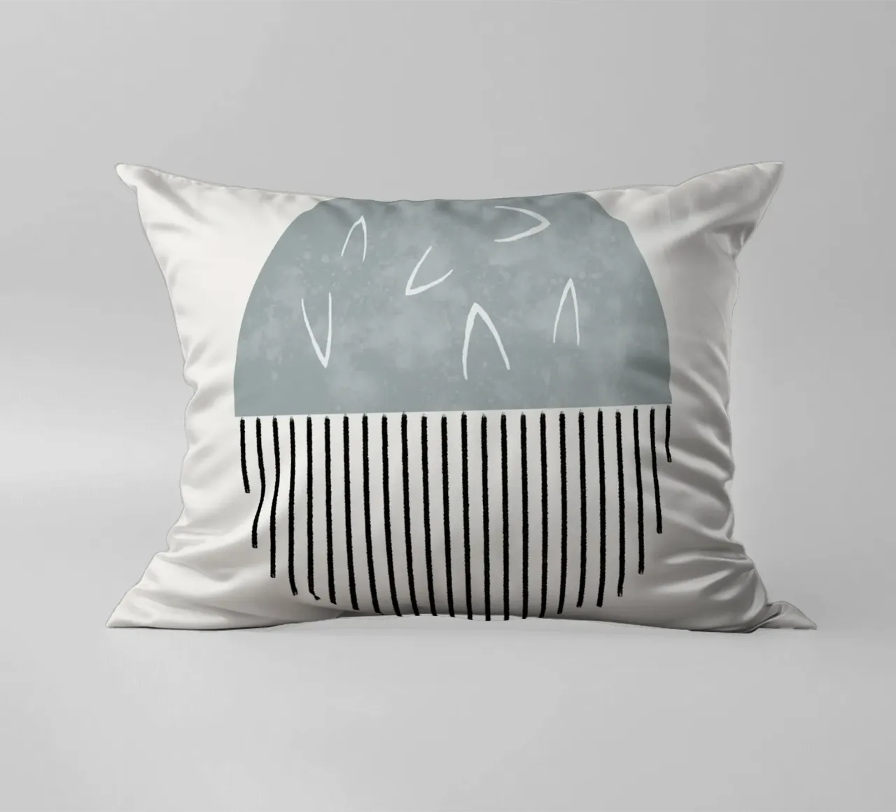 Minimalist artwork with a round shape and black lines cojín de Imaginative