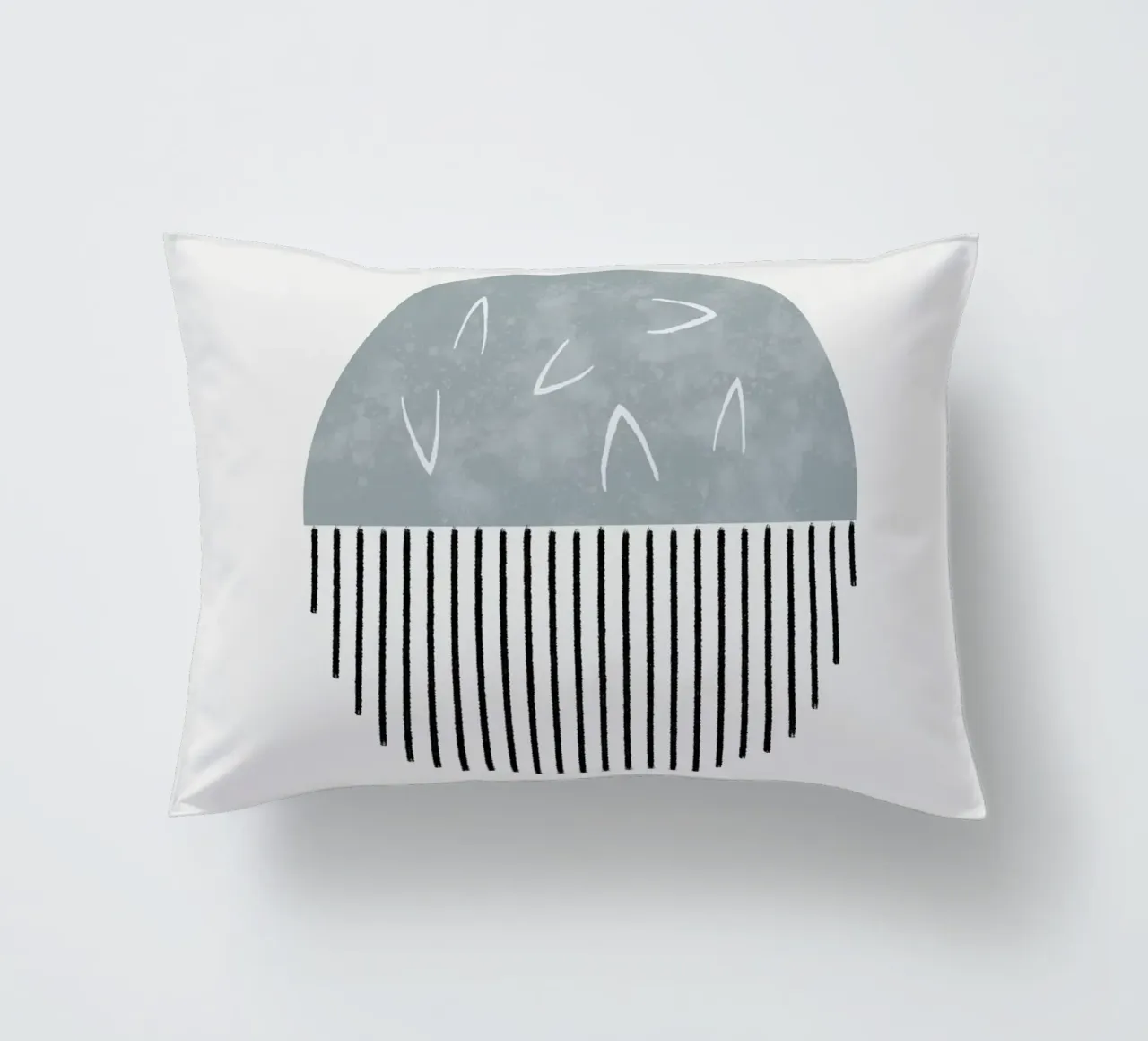 Minimalist artwork with a round shape and black lines cojín de Imaginative