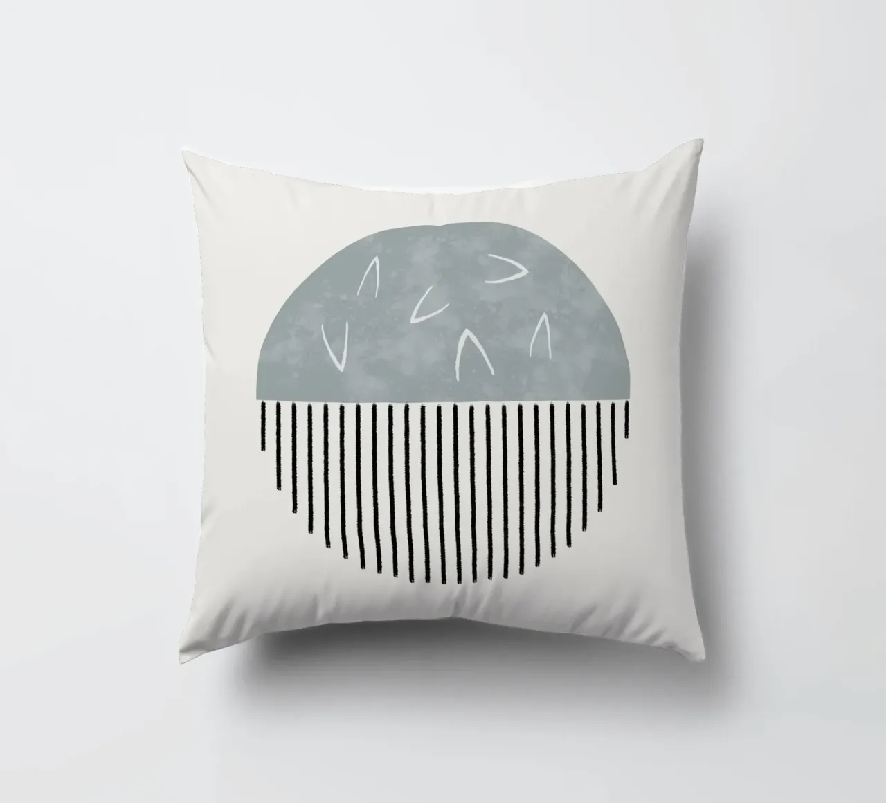 Minimalist artwork with a round shape and black lines kussen van Imaginative