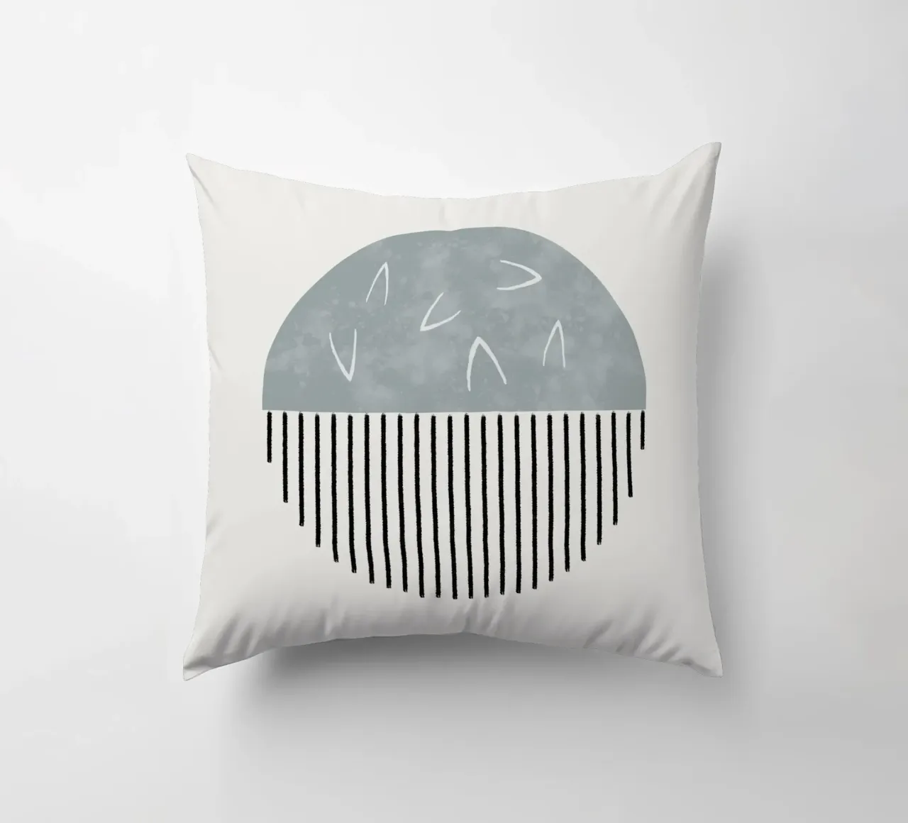 Minimalist artwork with a round shape and black lines kussen van Imaginative