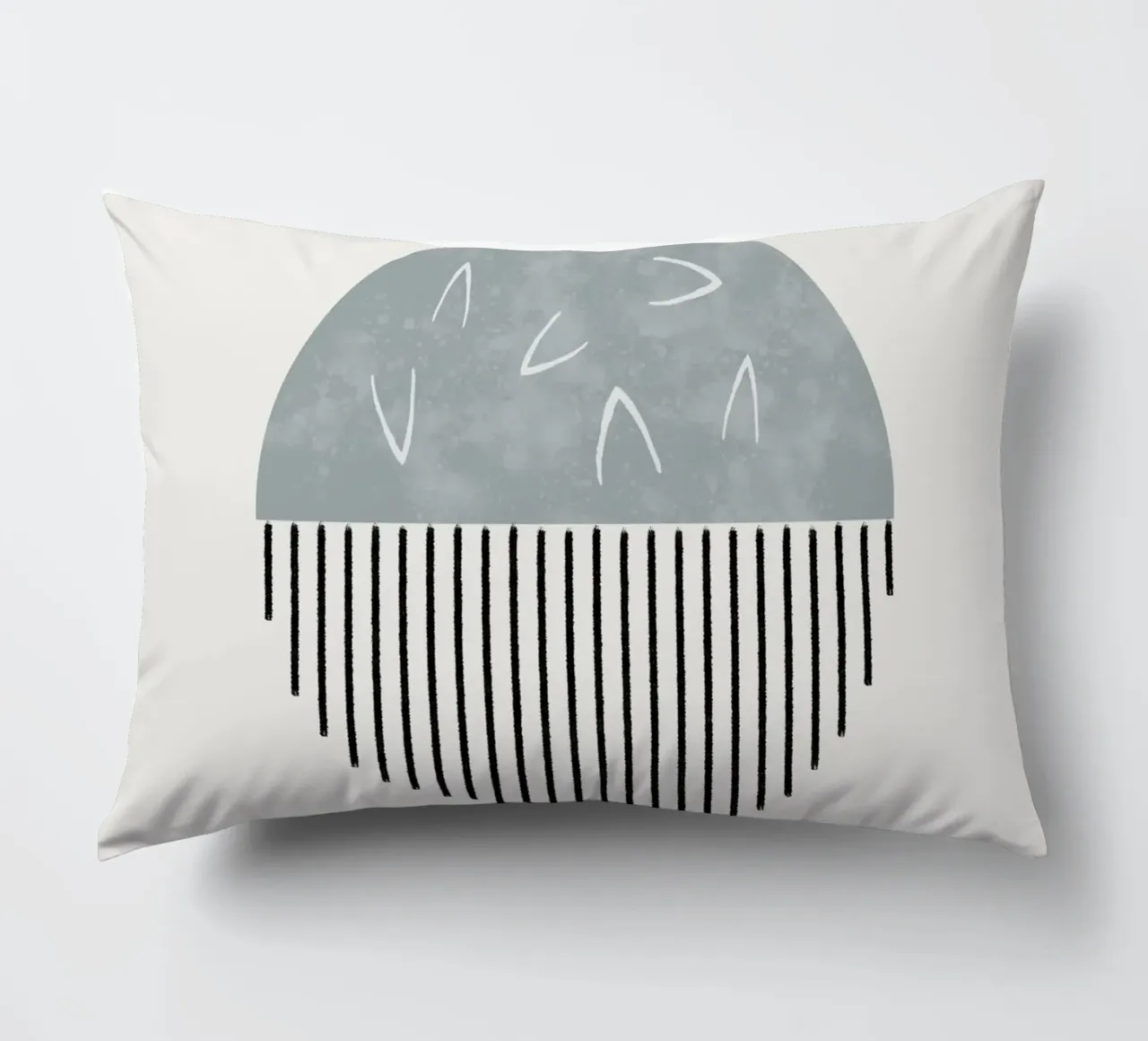 Minimalist artwork with a round shape and black lines cojín de Imaginative