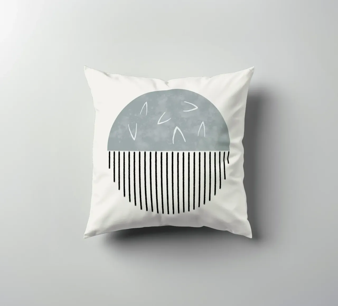 Minimalist artwork with a round shape and black lines kussen van Imaginative